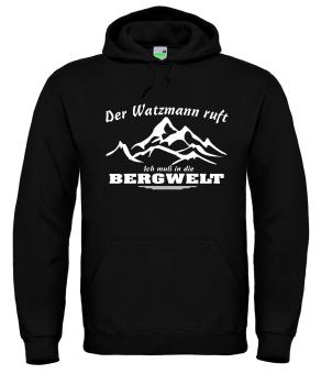 Bergwelt® Hoodie Der Watzmann ruft | Brustdruck mittig | Kapuzen-Sweatshirt