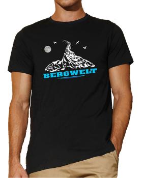 Steinbock auf Alpengipfel | T-Shirt, Brustdruck mittig