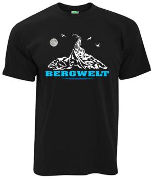 Steinbock auf Alpengipfel | T-Shirt, Brustdruck mittig