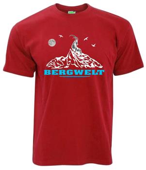 Steinbock auf Alpengipfel | T-Shirt, Brustdruck mittig