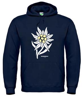 Bergwelt® Hoodie Edelweiß | Brustdruck mittig | Kapuzen-Sweatshirt