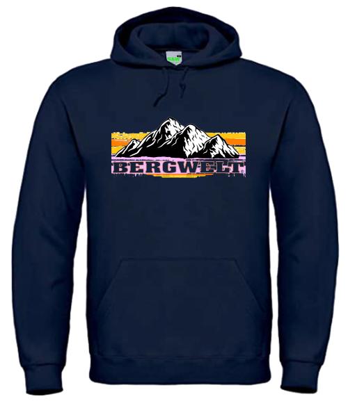 Bergwelt® Hoodie Retro Motiv | Brustdruck mittig | Kapuzen-Sweatshirt