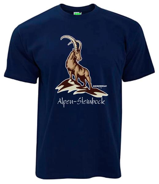 Alpensteinbock | T-Shirt, Brustdruck mittig