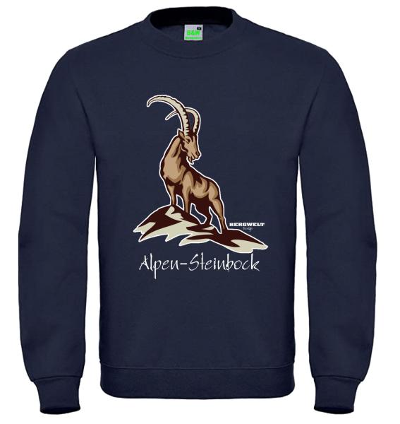 Bergwelt® Sweatshirt | Alpensteinbock Brustdruck mittig