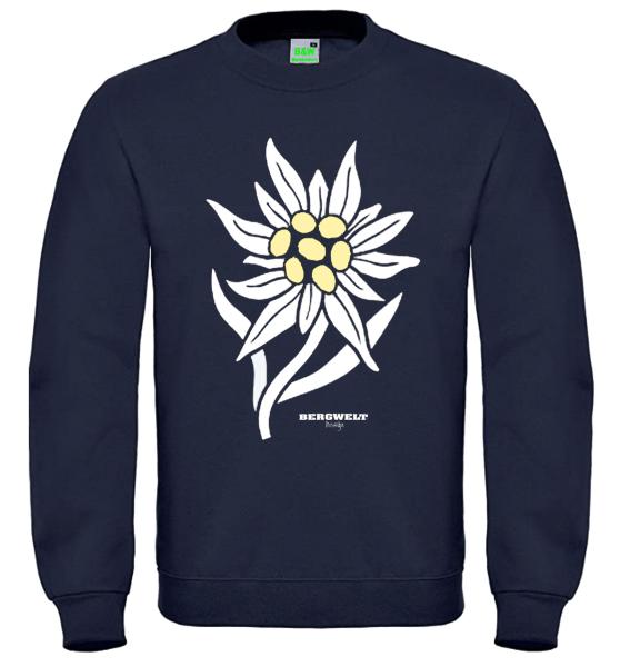 Bergwelt® Sweatshirt | Edelweiß Brustdruck mittig