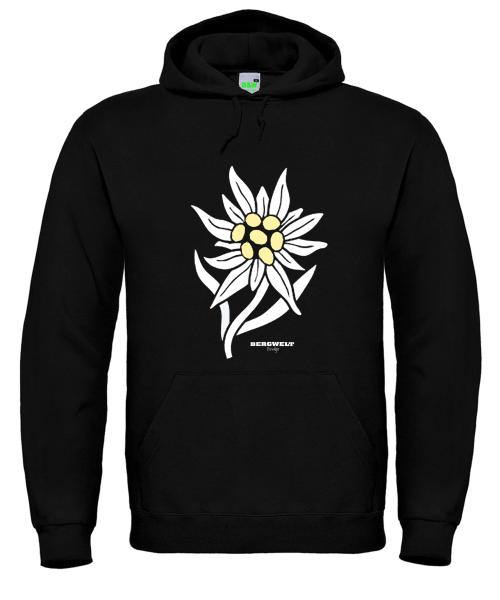 Bergwelt® Hoodie Edelweiß | Brustdruck mittig | Kapuzen-Sweatshirt