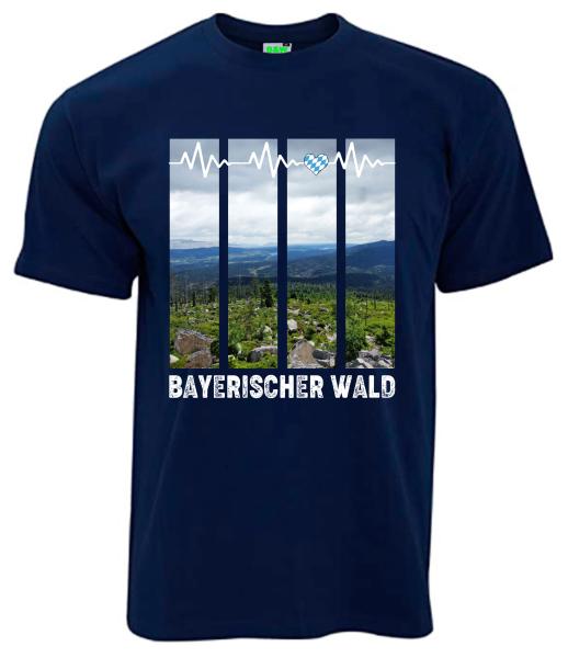 Herzschlag Bayerischer Wald | T-Shirt, Brustdruck mittig