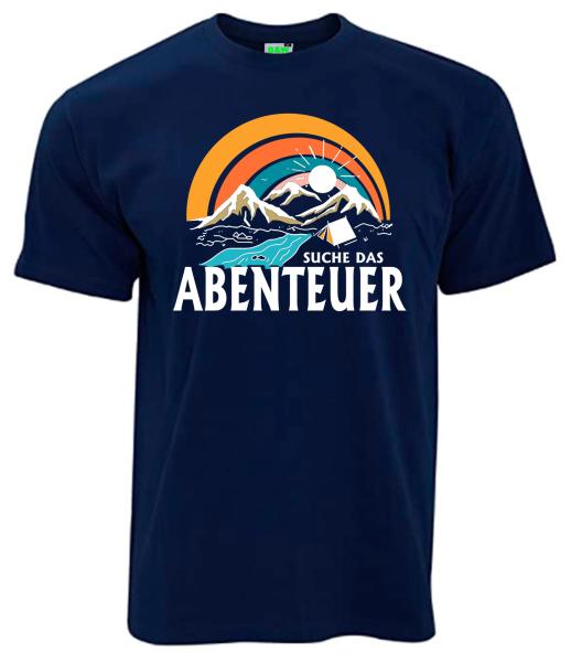 Suche das Abebteuer | T-Shirt, Brustdruck mittig